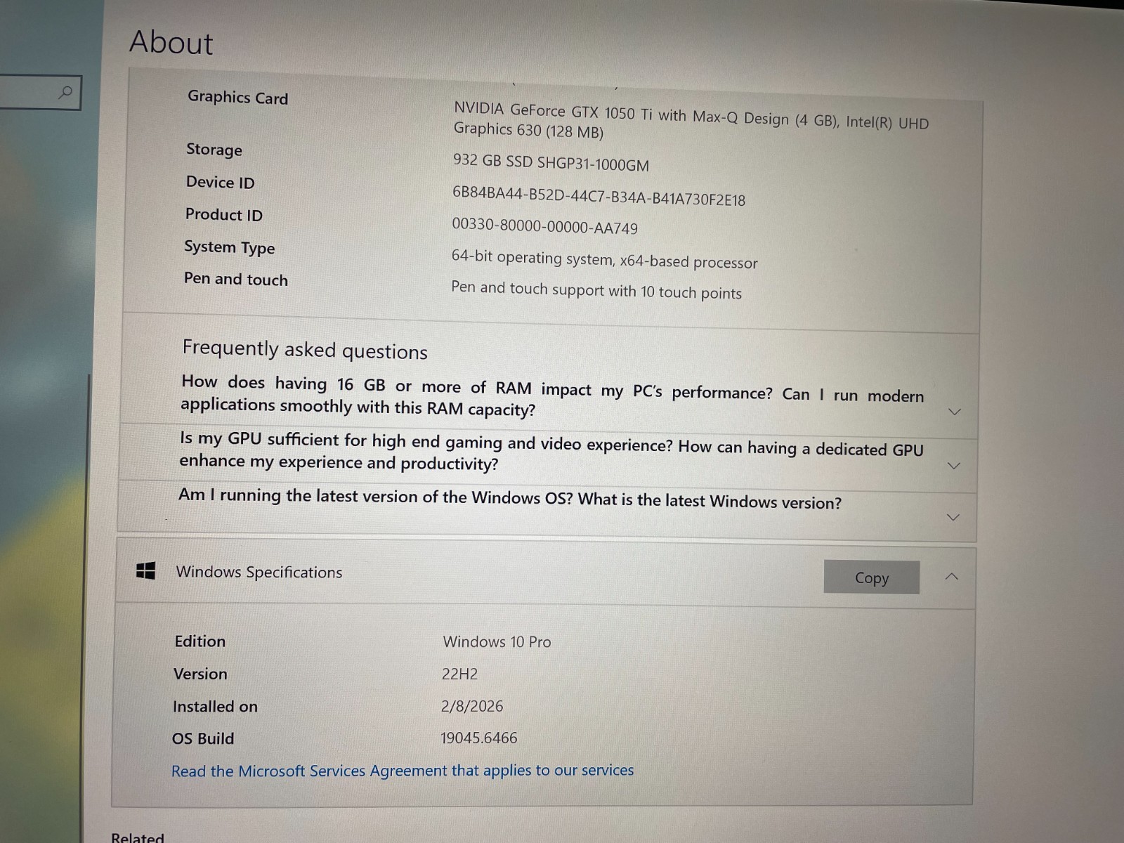 Dell XPS 9570 i7-8750H @2.20GHz, 24GB RAM, 1TB SSD, NVIDA 1050, 4k Touchscreen