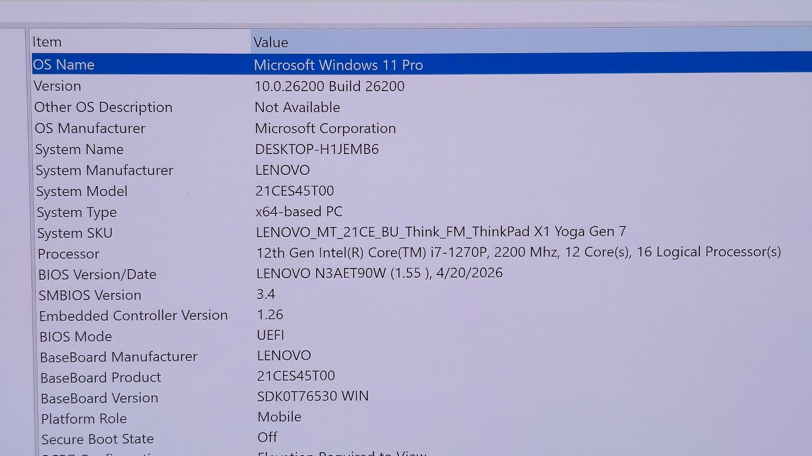Lenovo ThinkPad X1 Yoga Gen 7 (i7-1270P7 CPU, 32 GB RAM 1 TB SSD) 14″ 4K Touch