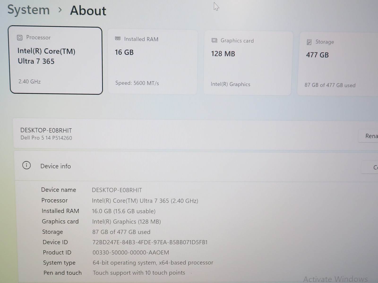 Dell Pro 3 14 P314260 Core Ultra 7 365 16GB 512GB 5G WWAN Wi-Fi 7