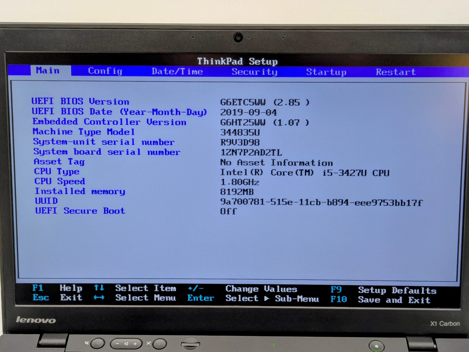 Lenovo ThinkPad X1 Carbon 1st Gen 14″ HD+ I5-3427U 256GB SSD 8GB W10P Webcam
