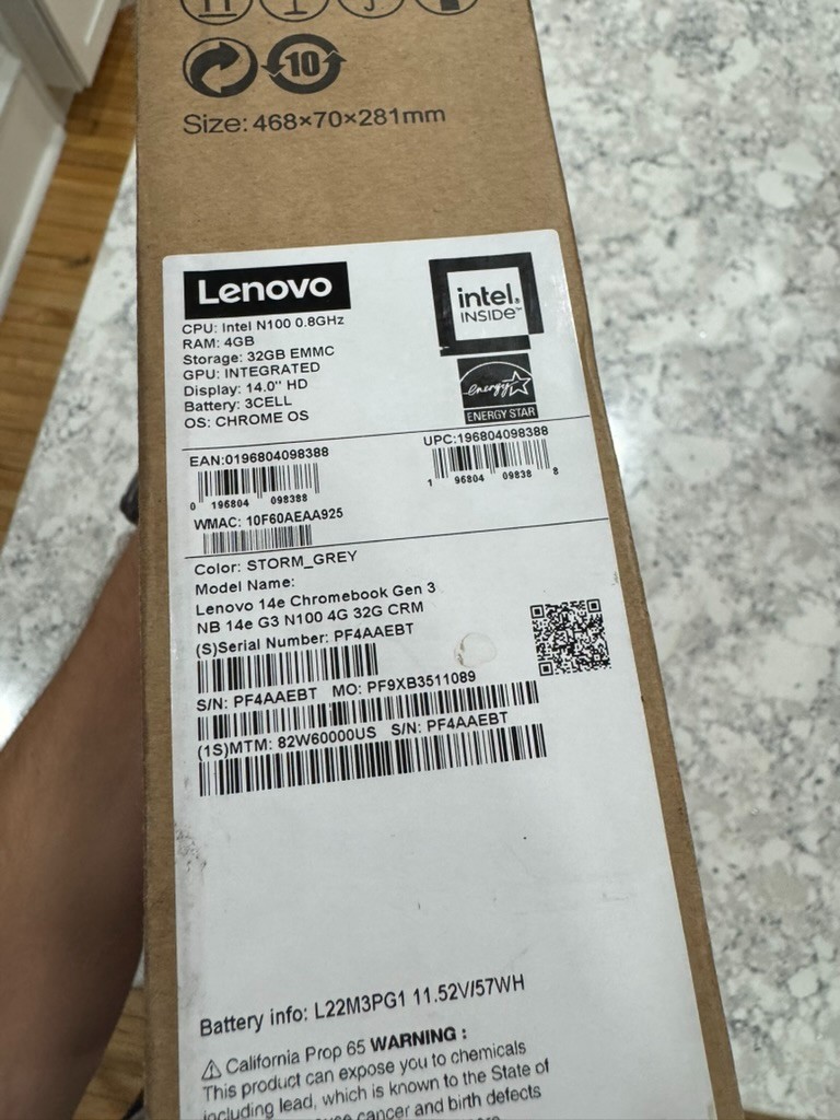 Lenovo 14e Chromebook Gen 3 – 14″ – Intel N-series N100 4GB / AS IS PARTS ONLY