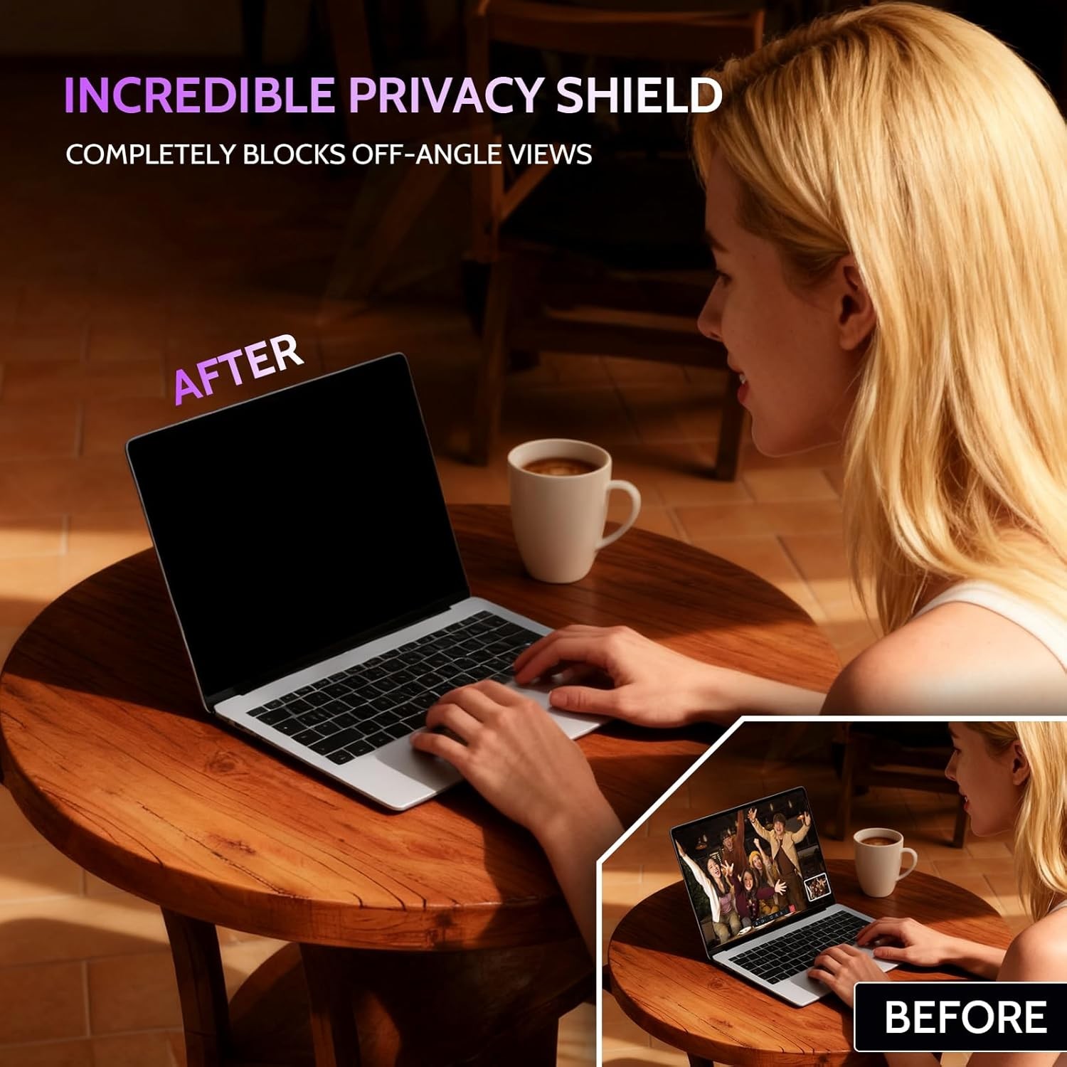 360° 4 Way Laptop Privacy Screen for 15.6 Inch Computer Monitor, Anti Glare Filt