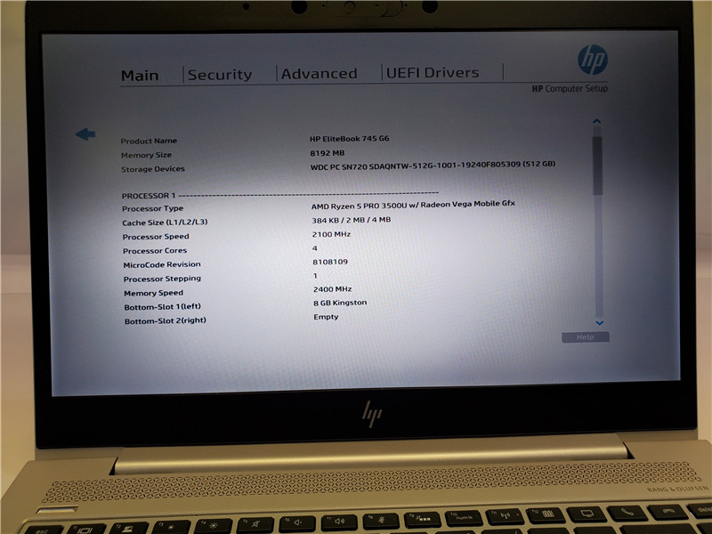 HP EliteBook 745 G6 Laptop Ryzen 5 Pro 3500U 8GB 512GB SSD Win 10 COA Grade C