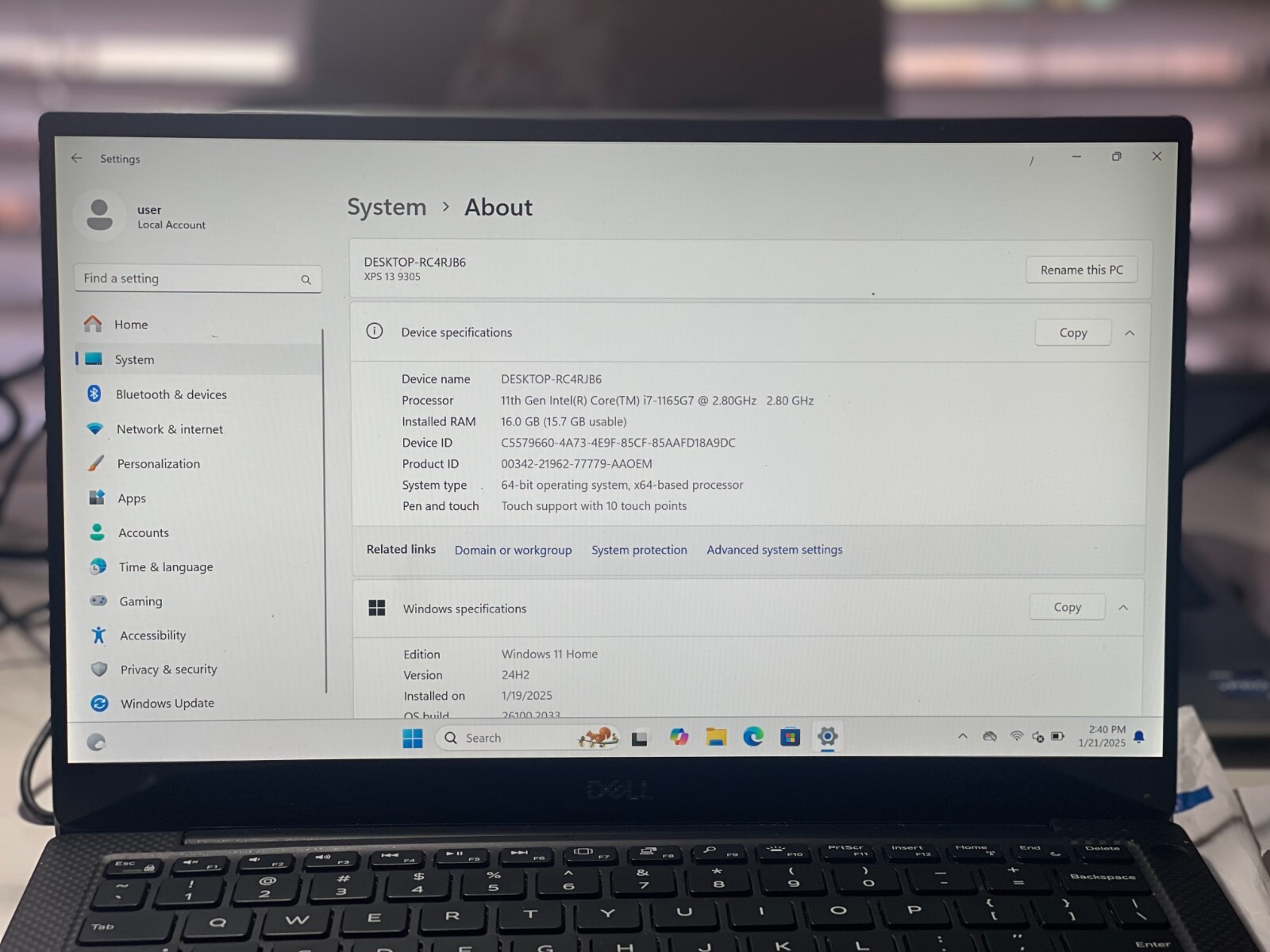 DELL XPS 13 9305, I7-1165G7, 16GB RAM, 2T CRUCIAL BRAND