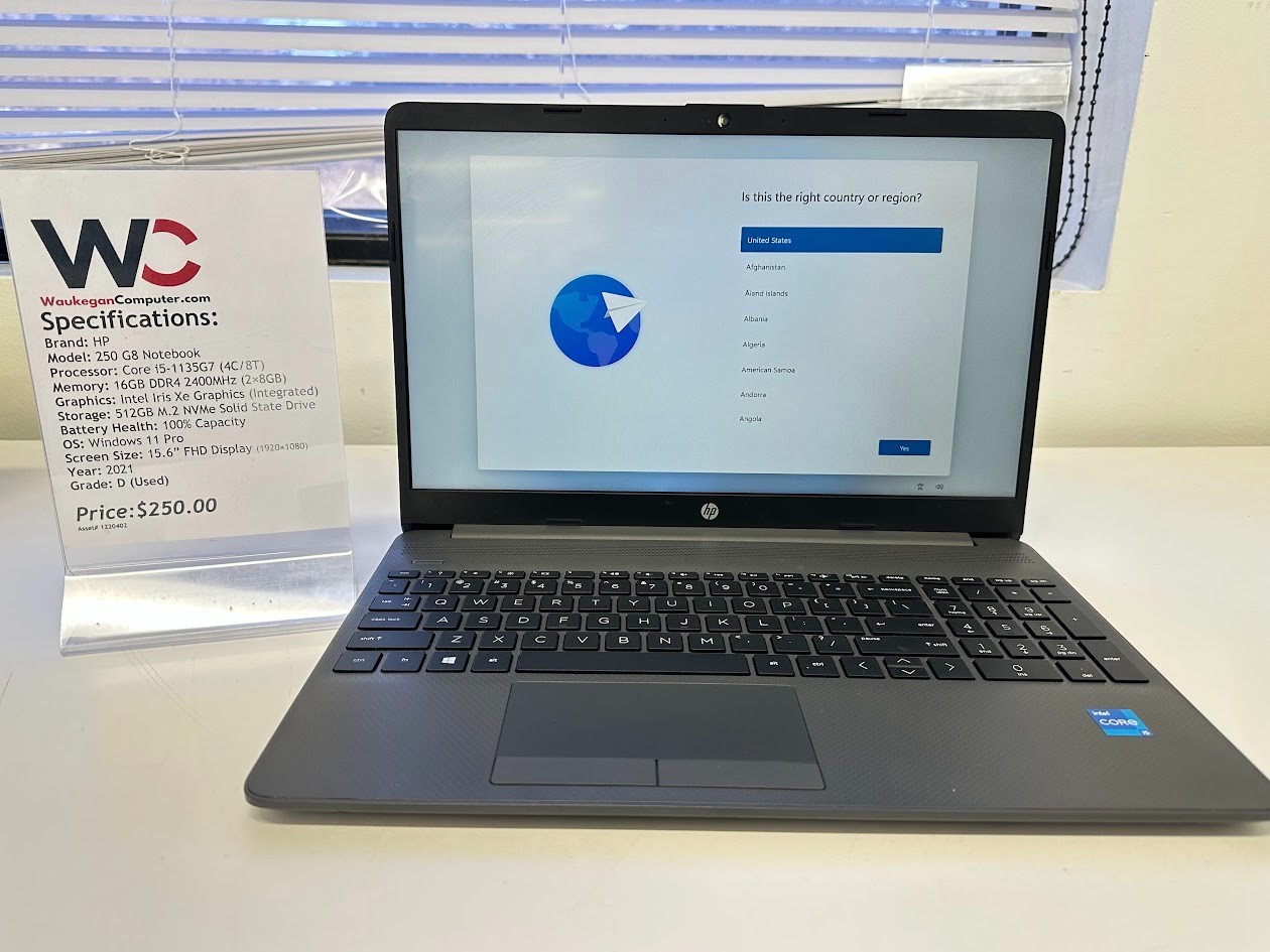 HP 250 G8 Notebook Core i5-1135G7, 16GB DDR4, Intel Iris Xe, 512GB SSD, 2021