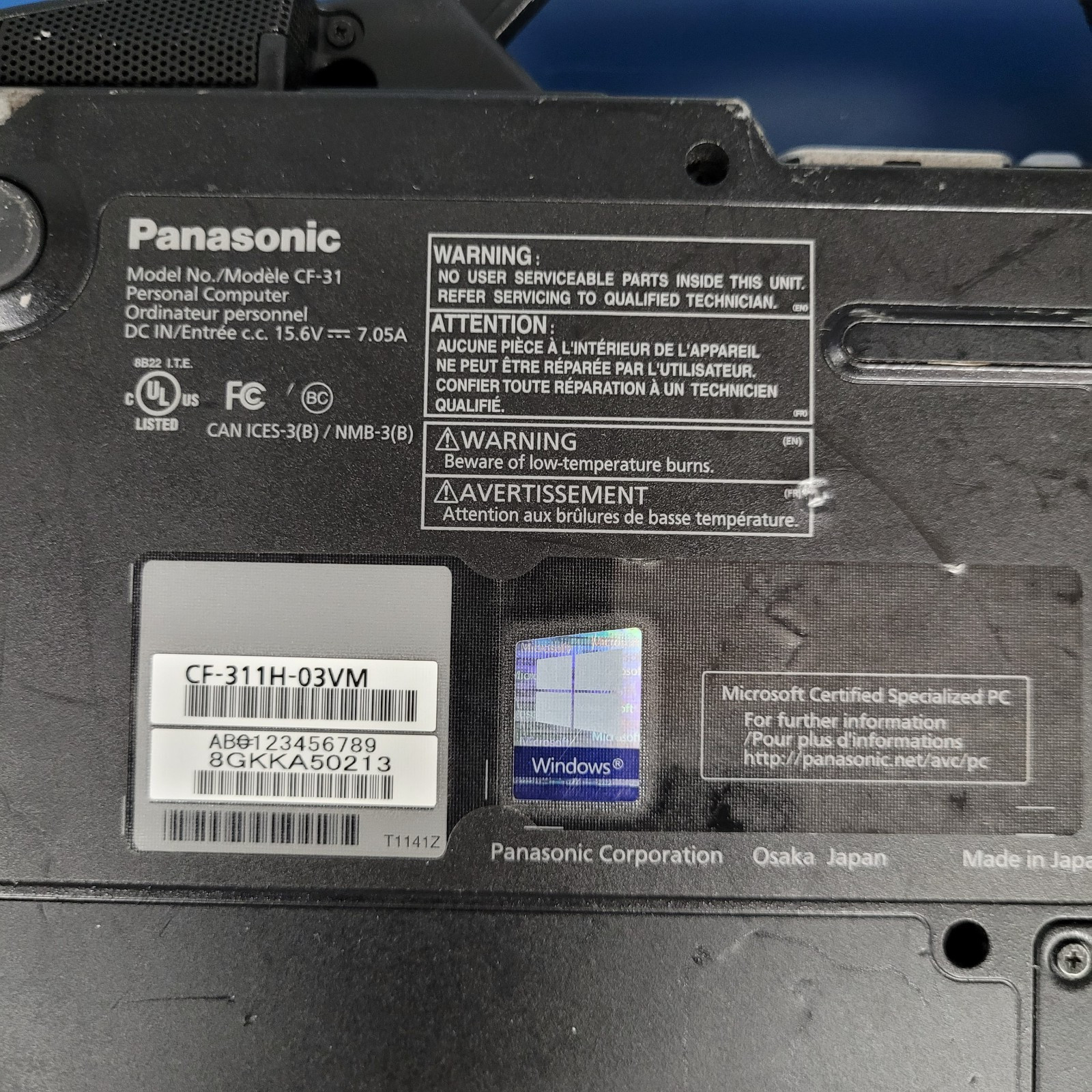 Panasonic Toughbook CF31 i5-5300U 2.30GHz 8GB RAM 256 SSD Windows 11 PRO
