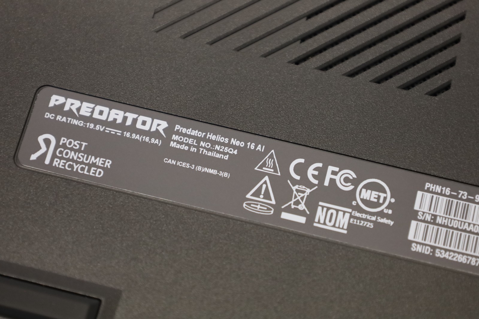 Acer Predator Helios Neo 16S 16″ Ultra 9 275HX 16GB 1TB RTX 5070 Ti Win11 AI
