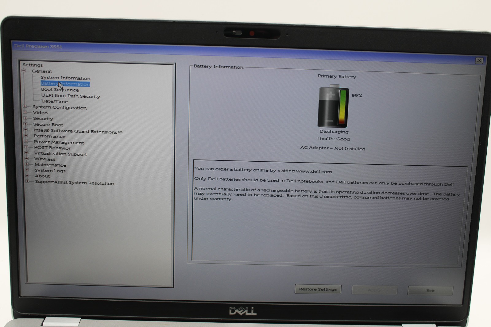 Dell Precision 3551 _ i7-10850H _ 16GB / 256GB _ NVIDIA P620 _ W11H