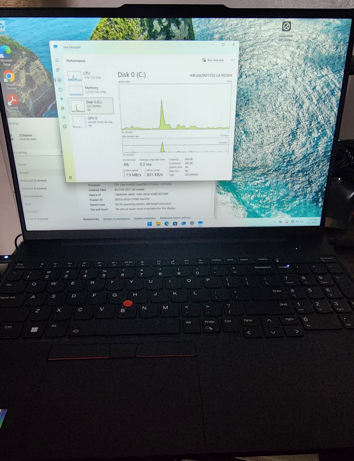 Lenovo ThinkPad E16 Gen 1 16″ 1TB SSD, Intel Core i7 13th Gen 40GB Ram