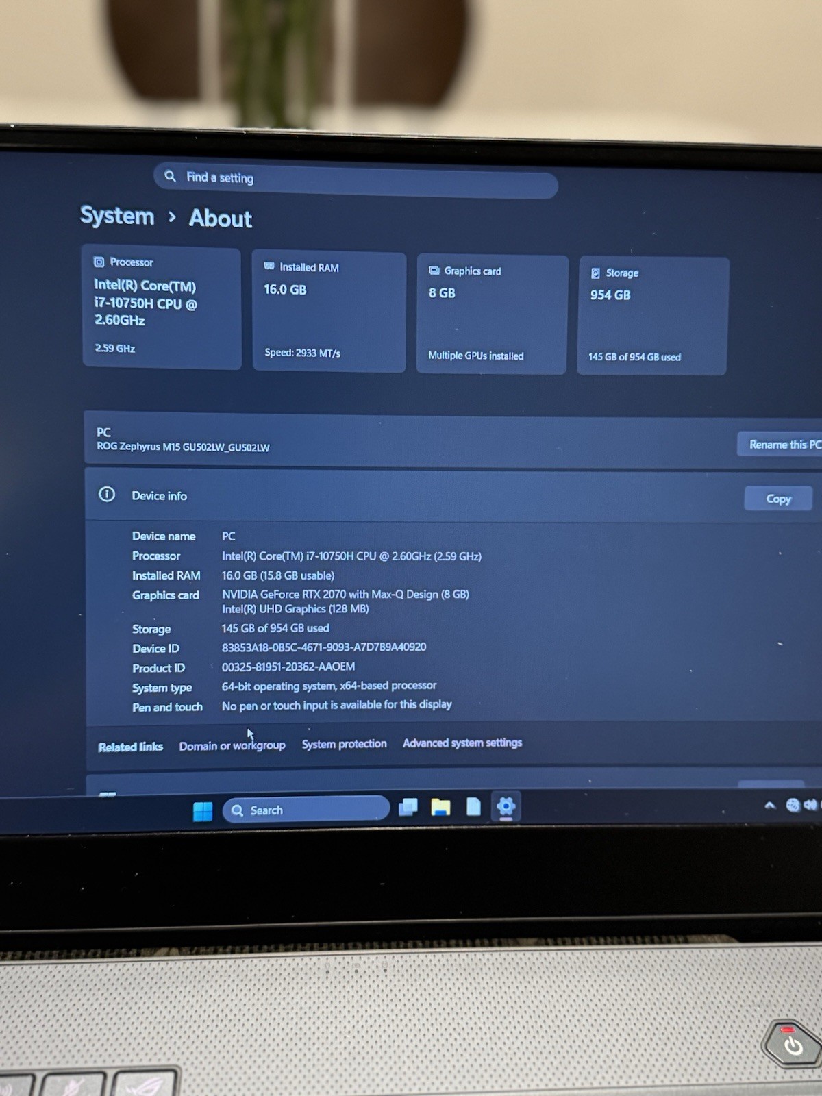 ASUS ROG Zephyrus M15 GU502LW | i7-10750H | RTX 2070 Max-Q | 16GB RAM | 1TB SSD