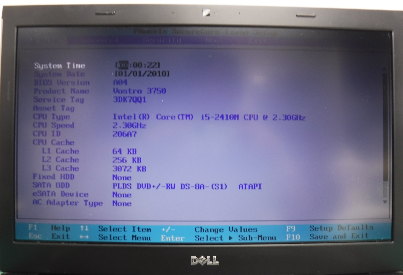 Dell Vostro 3750 – i5‑2410M – 4GB RAM – No SSD/OS
