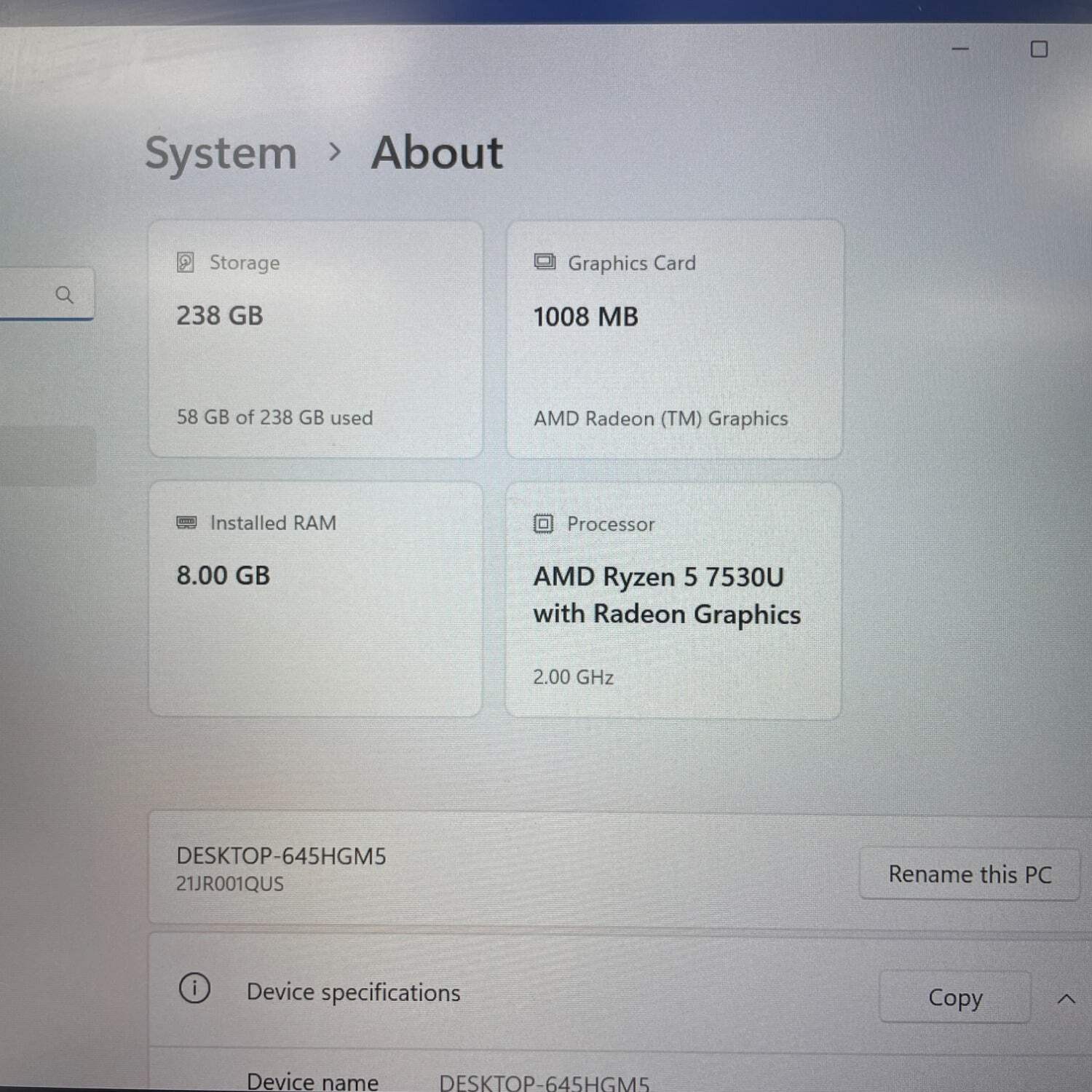 Lenovo ThinkPad E14 Gen 5 14″ Ryzen 5 7530U 2.0GHz 8GB RAM 256GB SSD