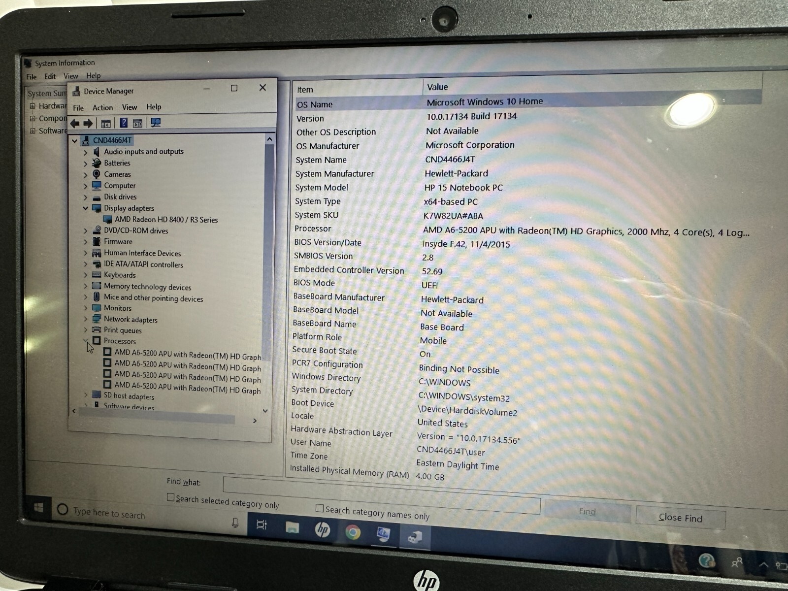 HP 15 Laptop | A6-5600 Quad Core w/Radeon | 8G | 256G SSD | Win10Pro | Nice
