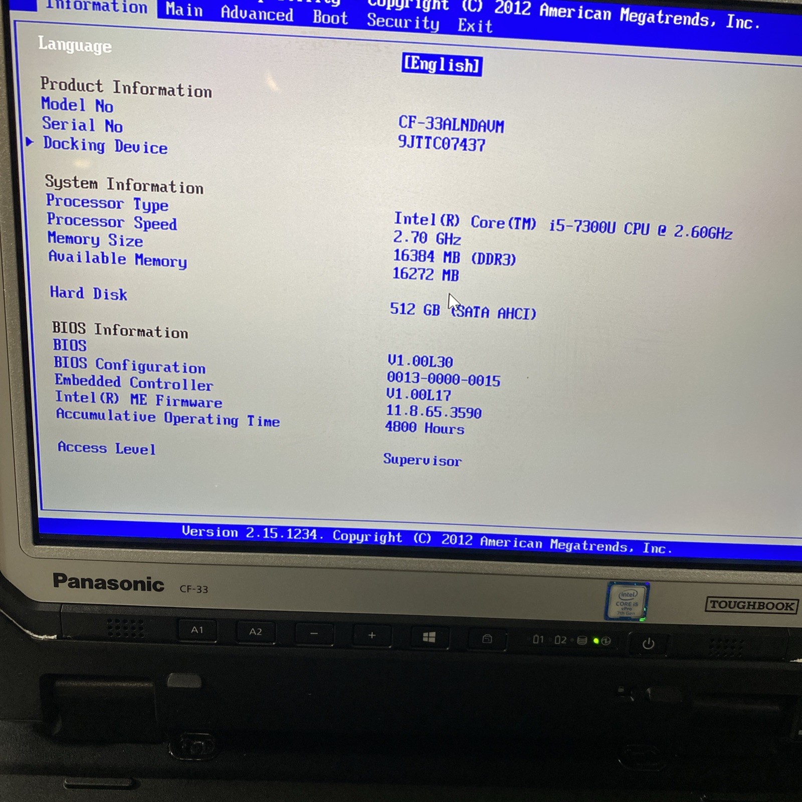 Panasonic Toughbook CF-33 i5-7300U 16GB RAM 512GB SSD 4G LTE Low 4800 Hrs _#12