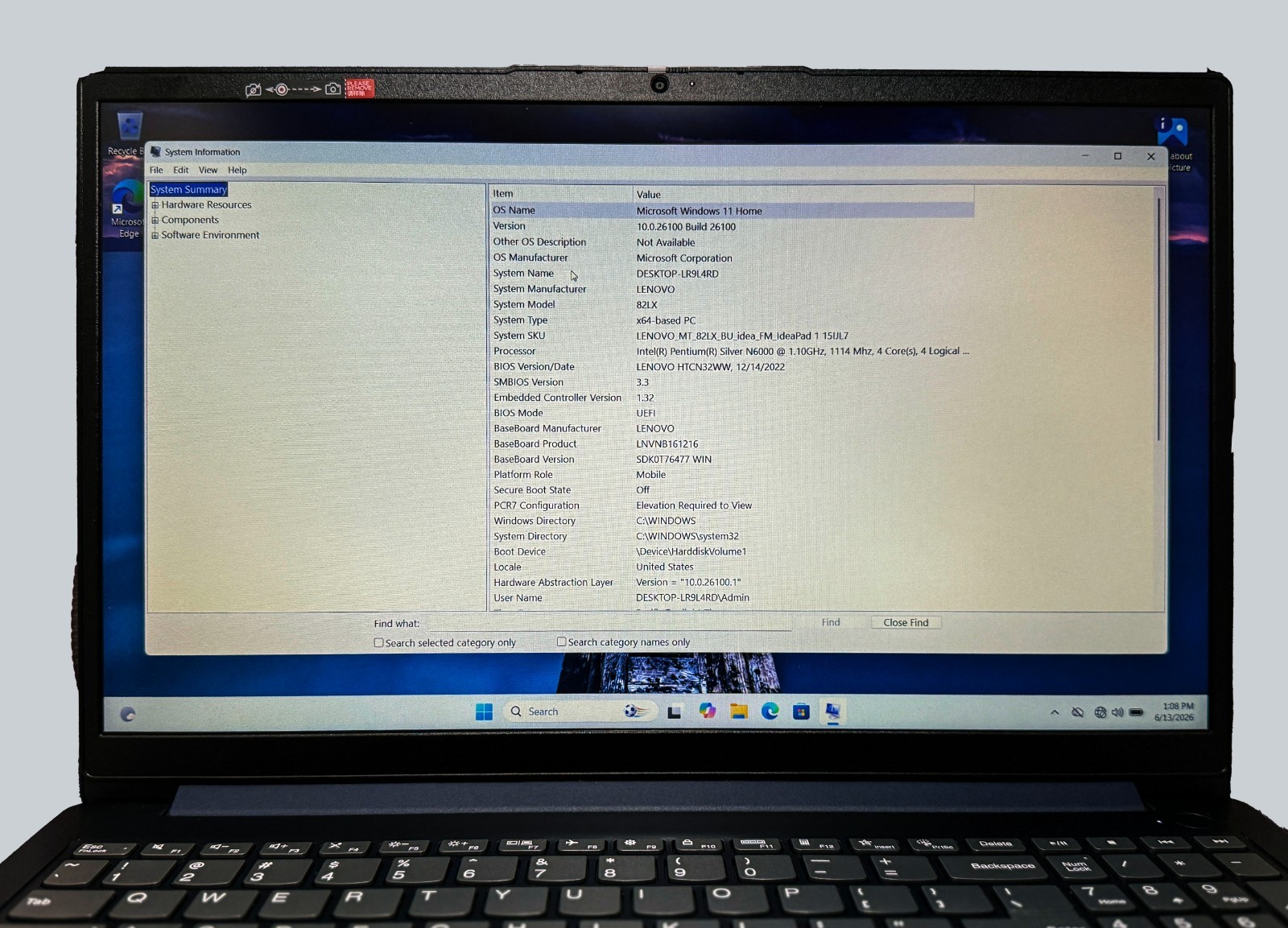 Lenovo Idea Pad 1 15IJL7 Pentium N6000 1.1GHz 4GB RAM 256GB SSD Win 11
