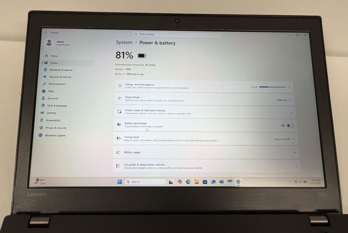 Lenovo ThinkPad T560 i7-6600U 16GB RAM 256GB SSD 15.6″ FHD Windows 11 Pro
