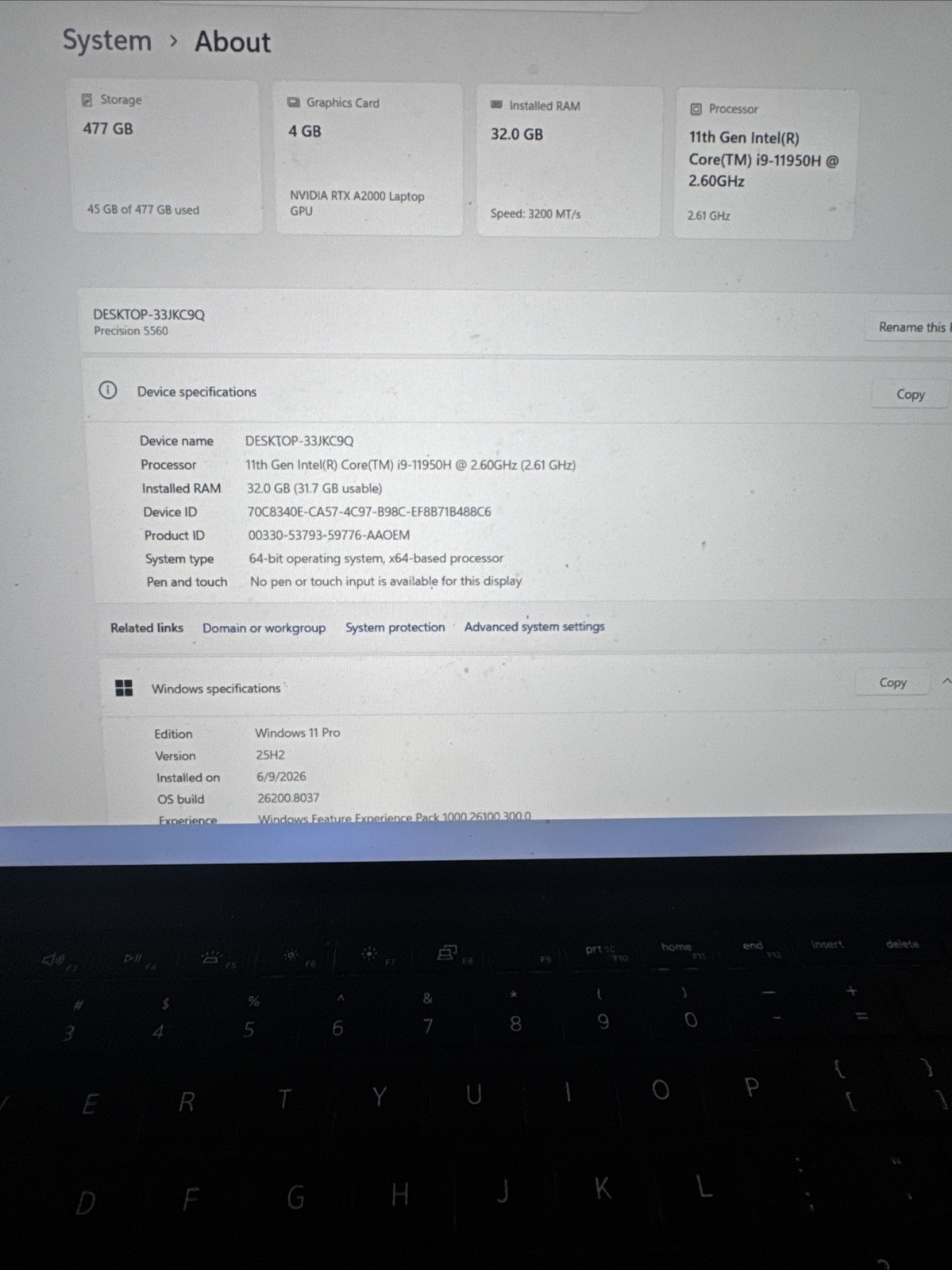 Dell Precision 5560 15.6” i9-11950H 32GB 512GB RTX A2000 Win11 Pro
