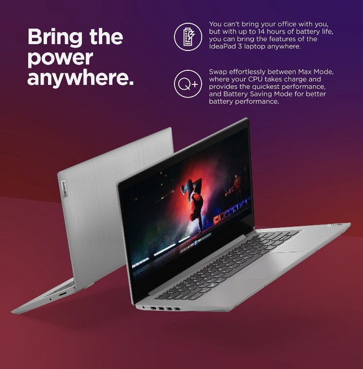 Lenovo Ideapad 3i 14” FHD Laptop, 128GB SSD, Windows 11 in S Mode, Platinum Grey