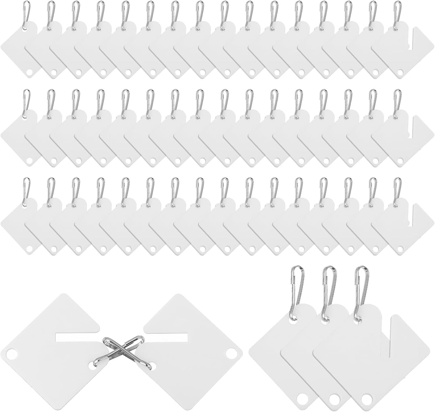 50 PCS Key Tags Slotted Key Tags with Metal Snap Hooks 1.57 X 1.46 Inch for Boxe