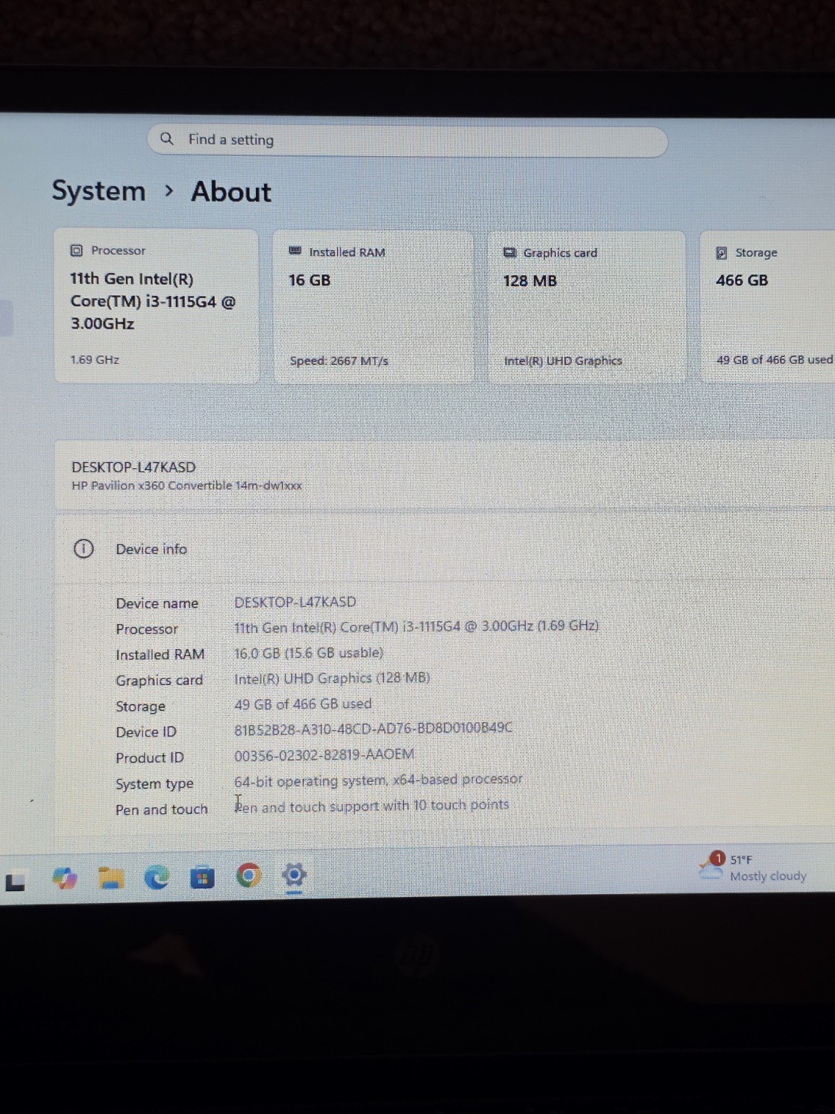 HP Pavilion x360 Convertible touch screen 14M-DW0XXX 14″ 16GB 512GB W/ AC