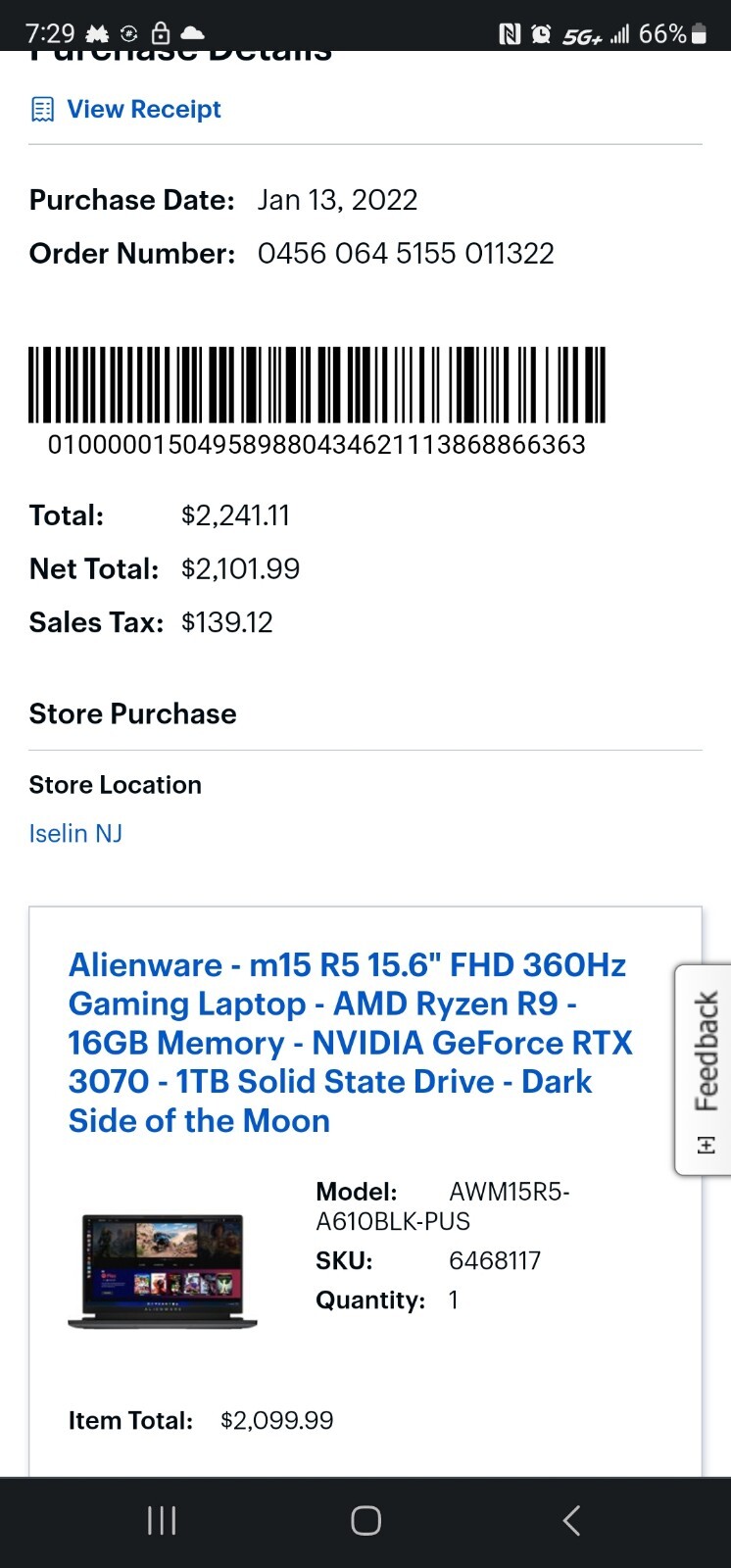 Alienware M15 R7 15.6″ (1TB SSD, AMD Ryzen 7, 16GB RAM, NVIDIA GeForce RTX 3070