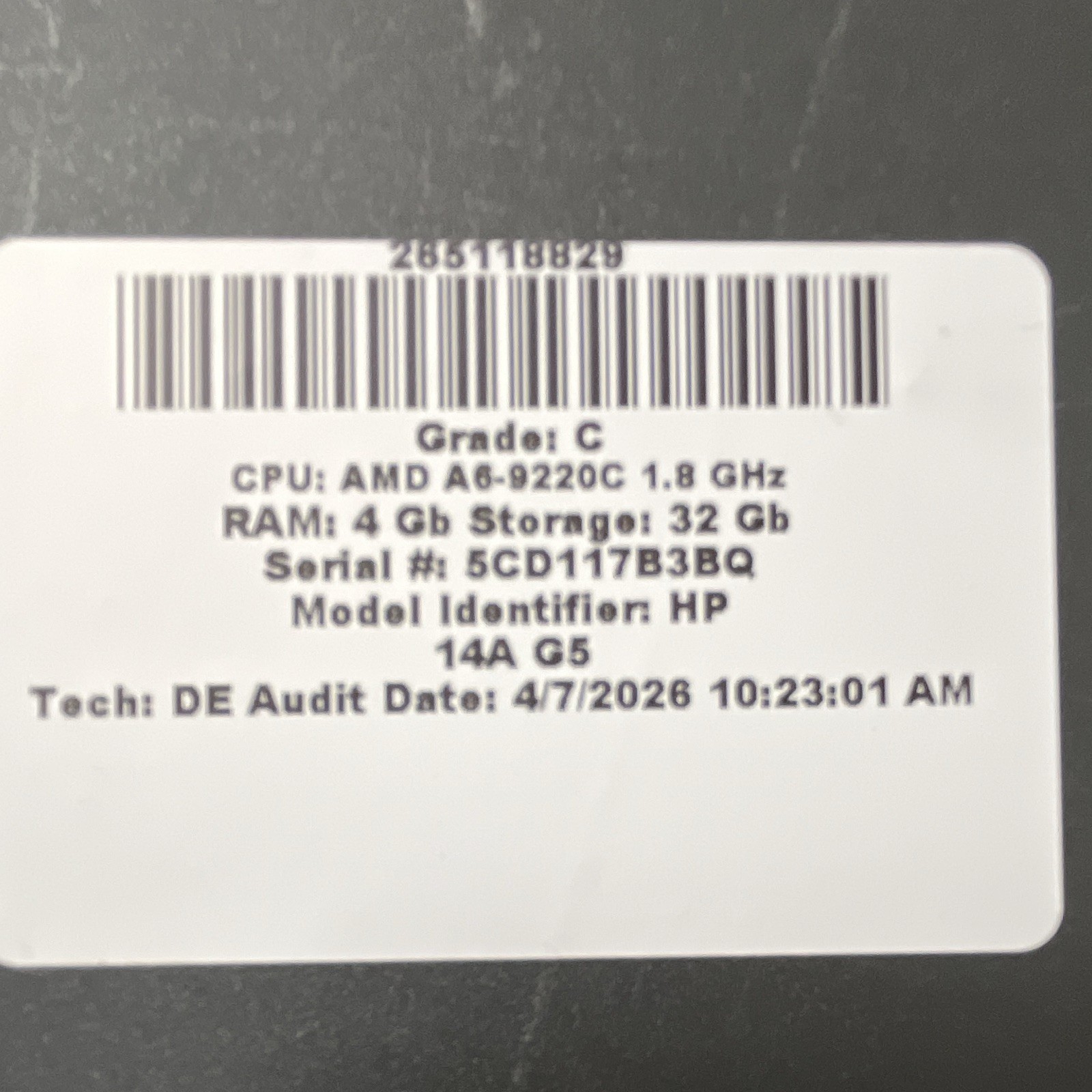 HP 14A G5 Chromebook 14″ AMD A6-9220C 1.80GHz 4GB 32GB eMMC Gray USB-C