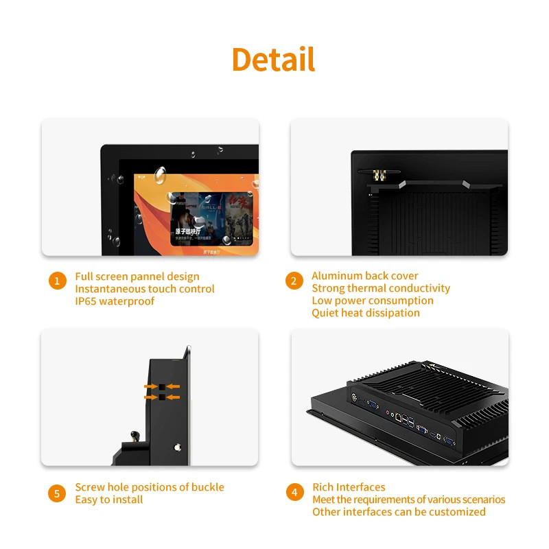 15 inch Industrial Touch Panel PC IP65 Waterproof I5-6200U 8+128G Win11 Touchabl