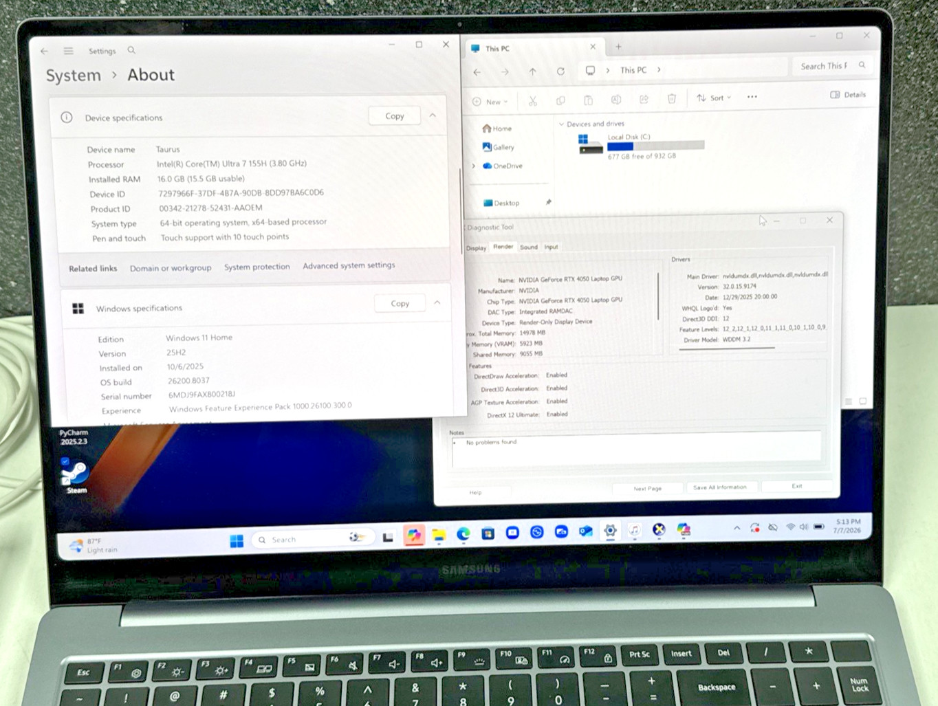 Samsung Galaxy Book4 Ultra NP960XGL 16″ Touch Core Ultra 7 16GB RAM 1TB SSD