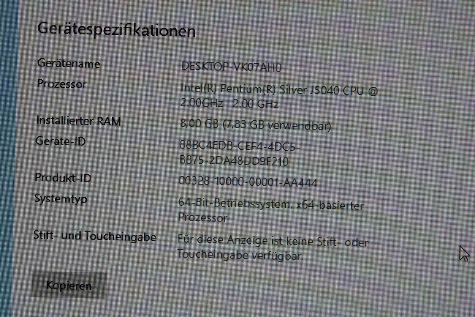 ASUS All in One Computer 8GB RAM 256GB SSD