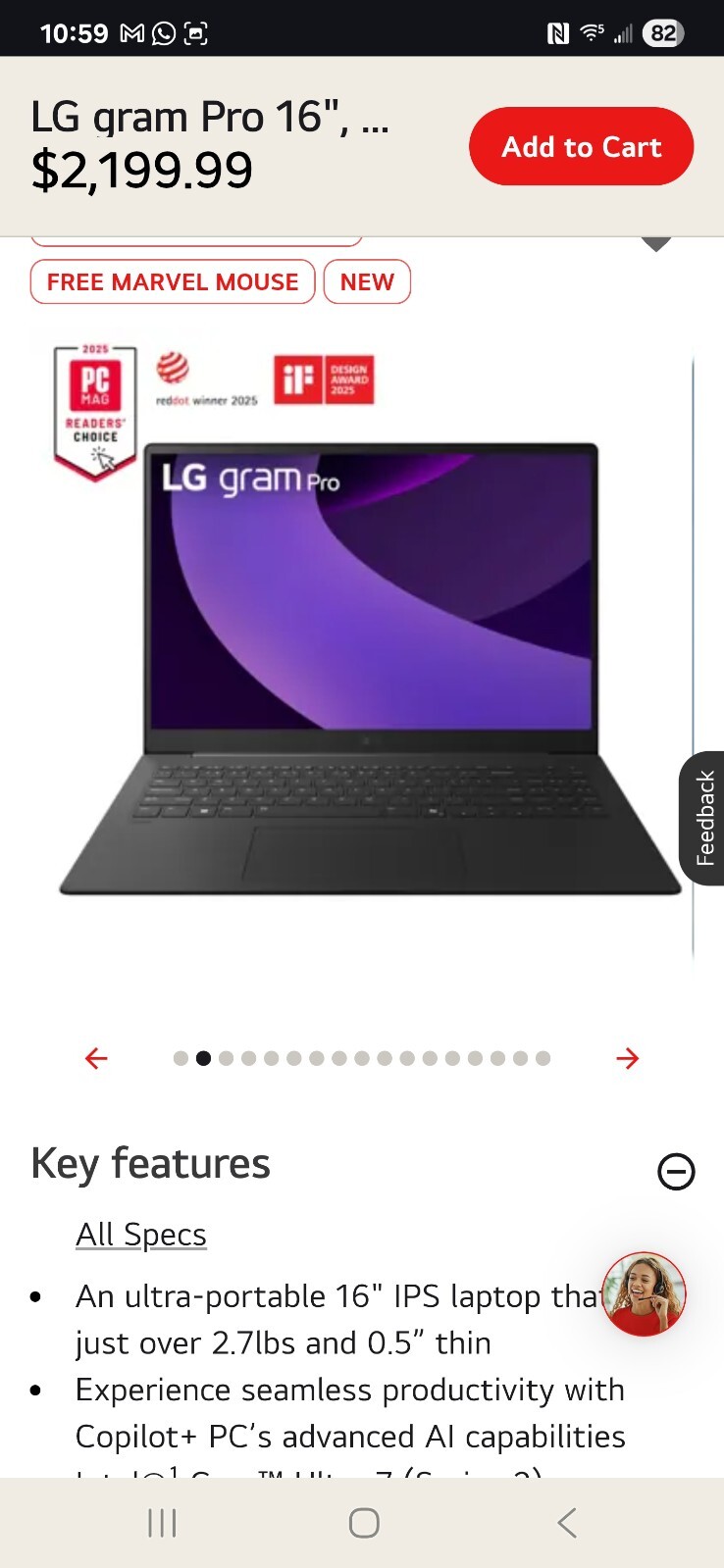 2024 LG gram 16″ Laptop Intel Core Ultra 7 2TB NVME 32GB Touch 16z90s B