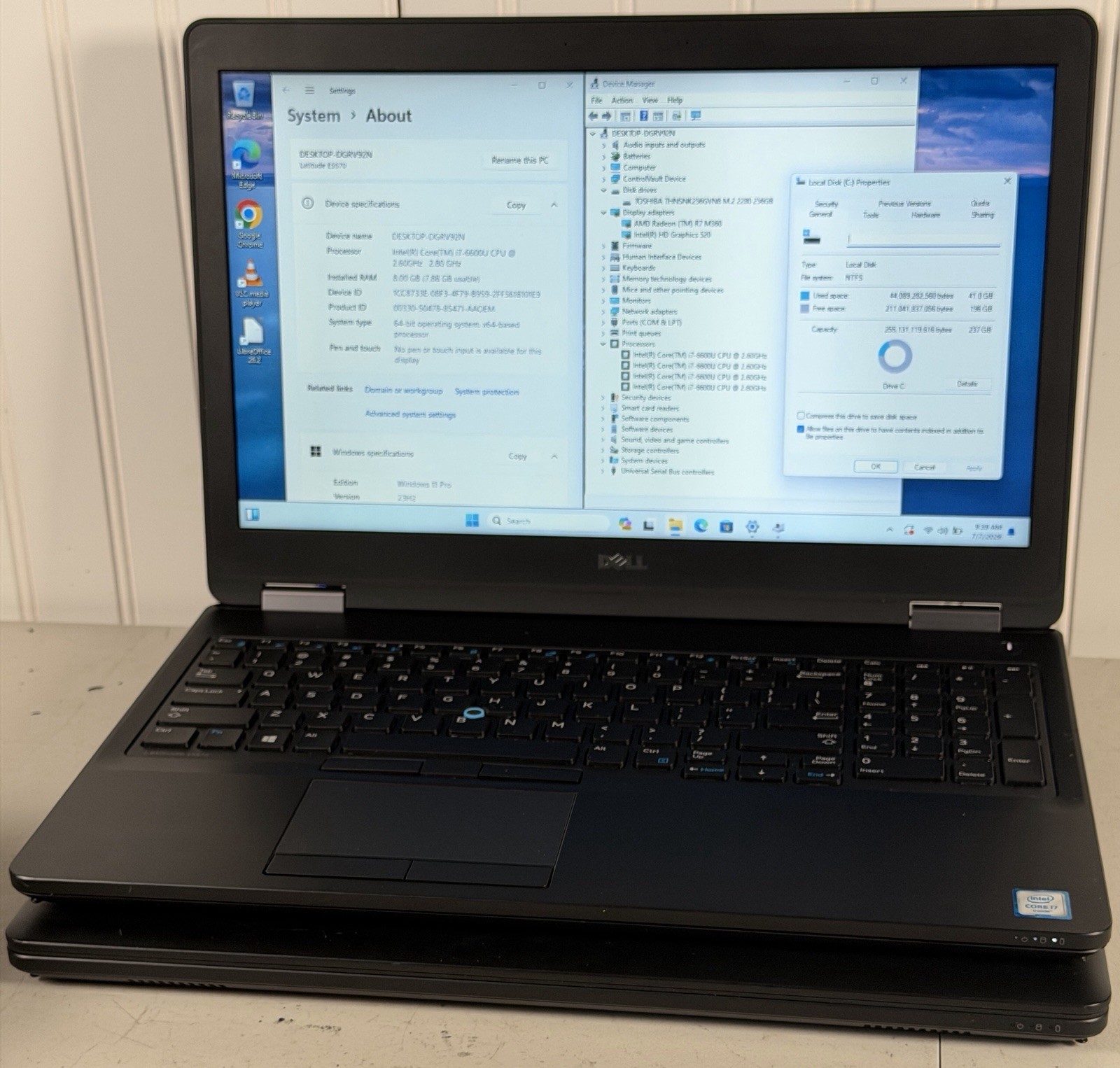Lot of 6 Dell Latitude E5570 i7-6600U 8GB 256GB SSD Radeon R7 Win11P No Chargers
