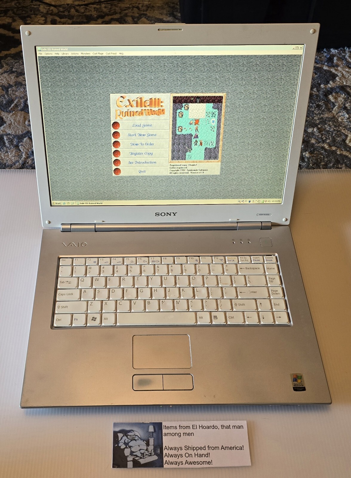 Sony Vaio VGN-N130G PCG-7T1L 1GB ram 80gb hdd 1.6ghz Core Duo Tested READ FIRST