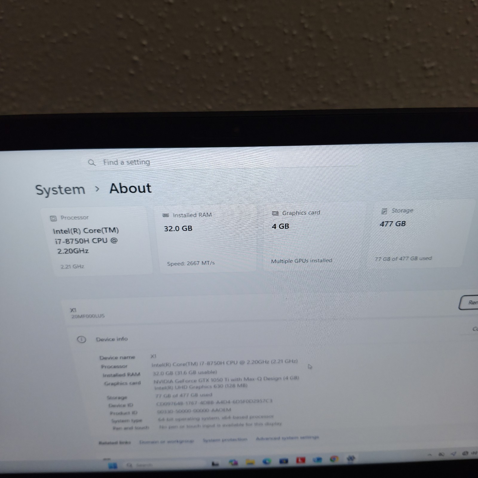 Lenovo ThinkPad X1 Extreme Gen 1 | i7-8850H | 32GB RAM | GTX 1050 Ti | 512GB SSD