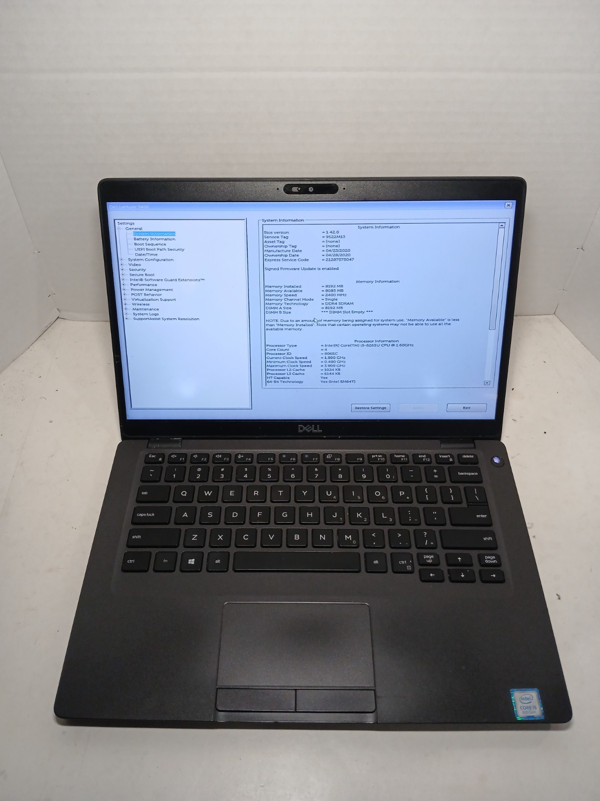 Dell Latitude 5400 i5-8265U 8GB RAM No SSD/HDD/OS! *READ* #97