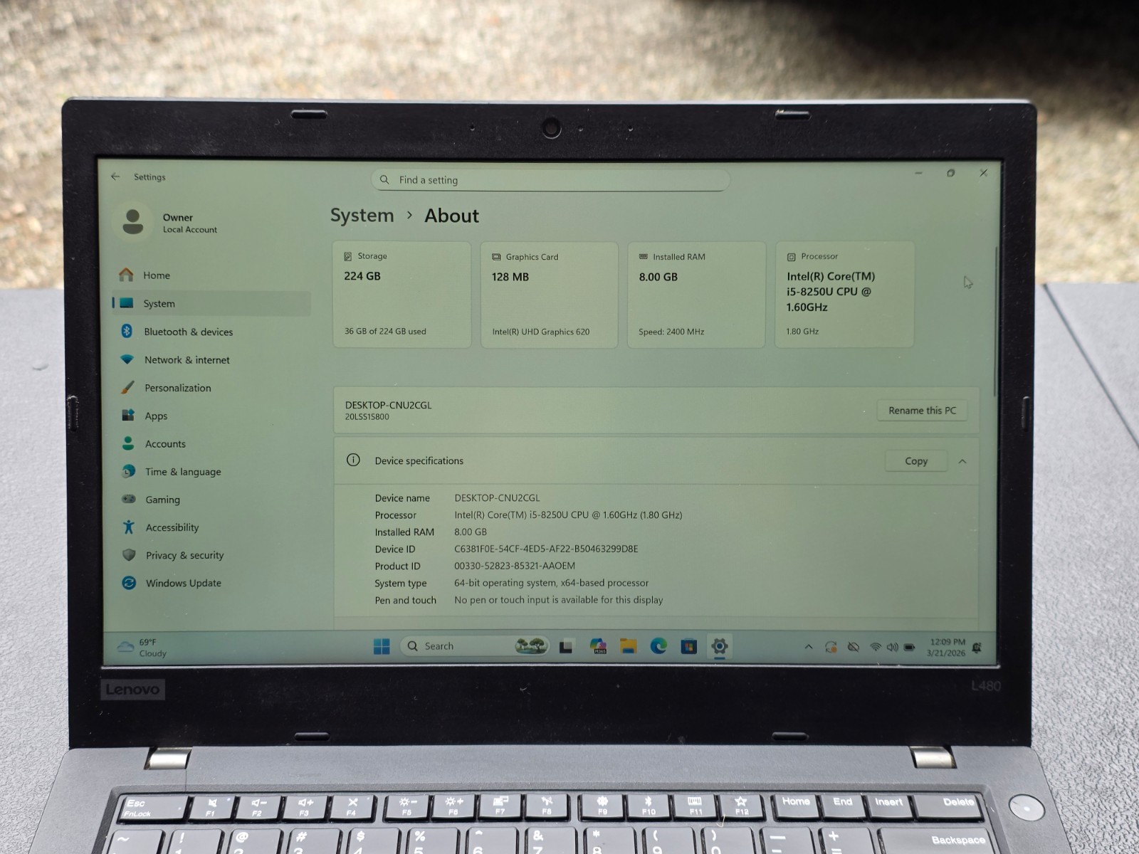 14″ Lenovo ThinkPad L480 – i5-8250U, 8GB, 240GB SSD | USB-C Ports!!