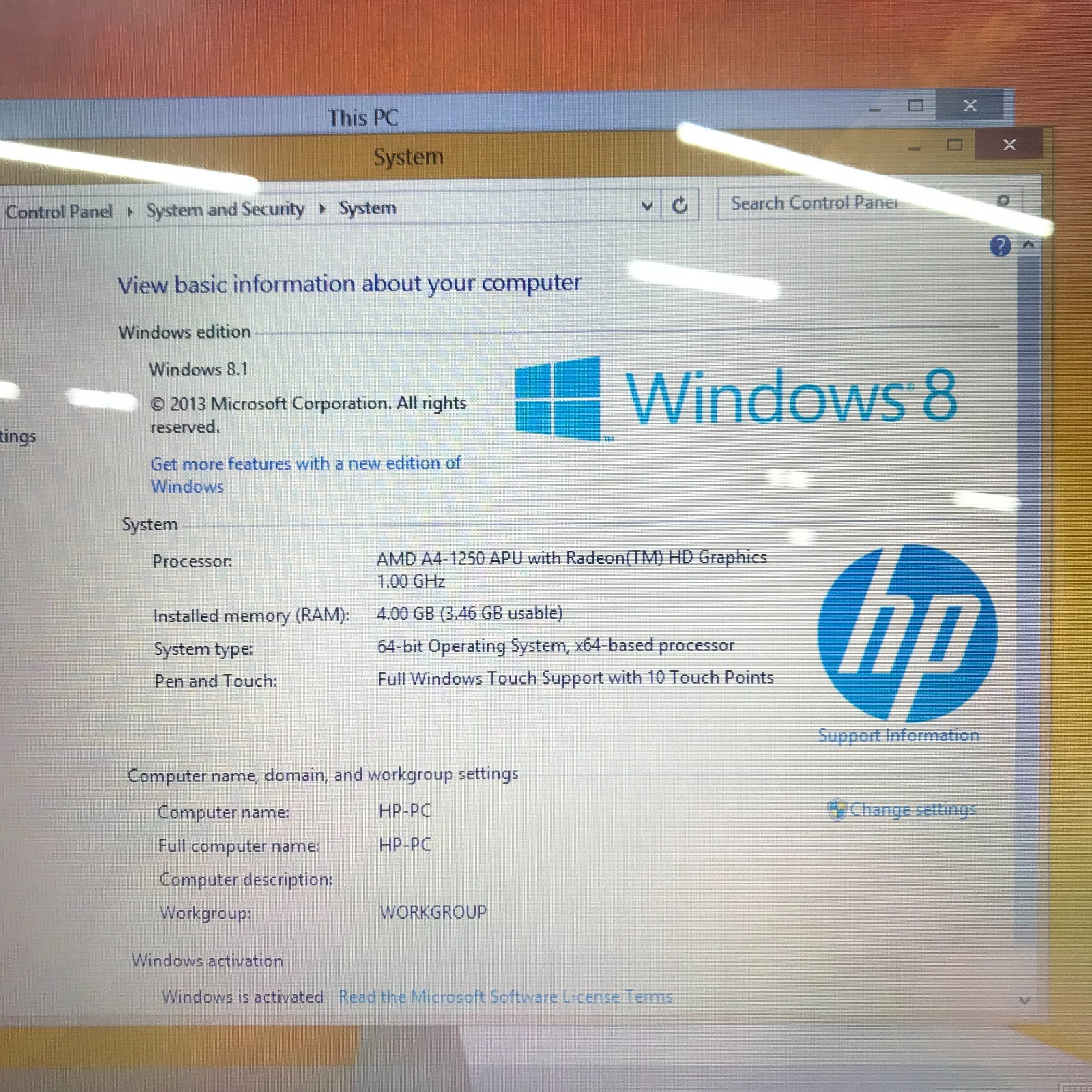 HP Pavilion 14″ Retro Gaming Laptop AMD A4-1250 1.00GHz 1GB RAM (Windows 8.1)