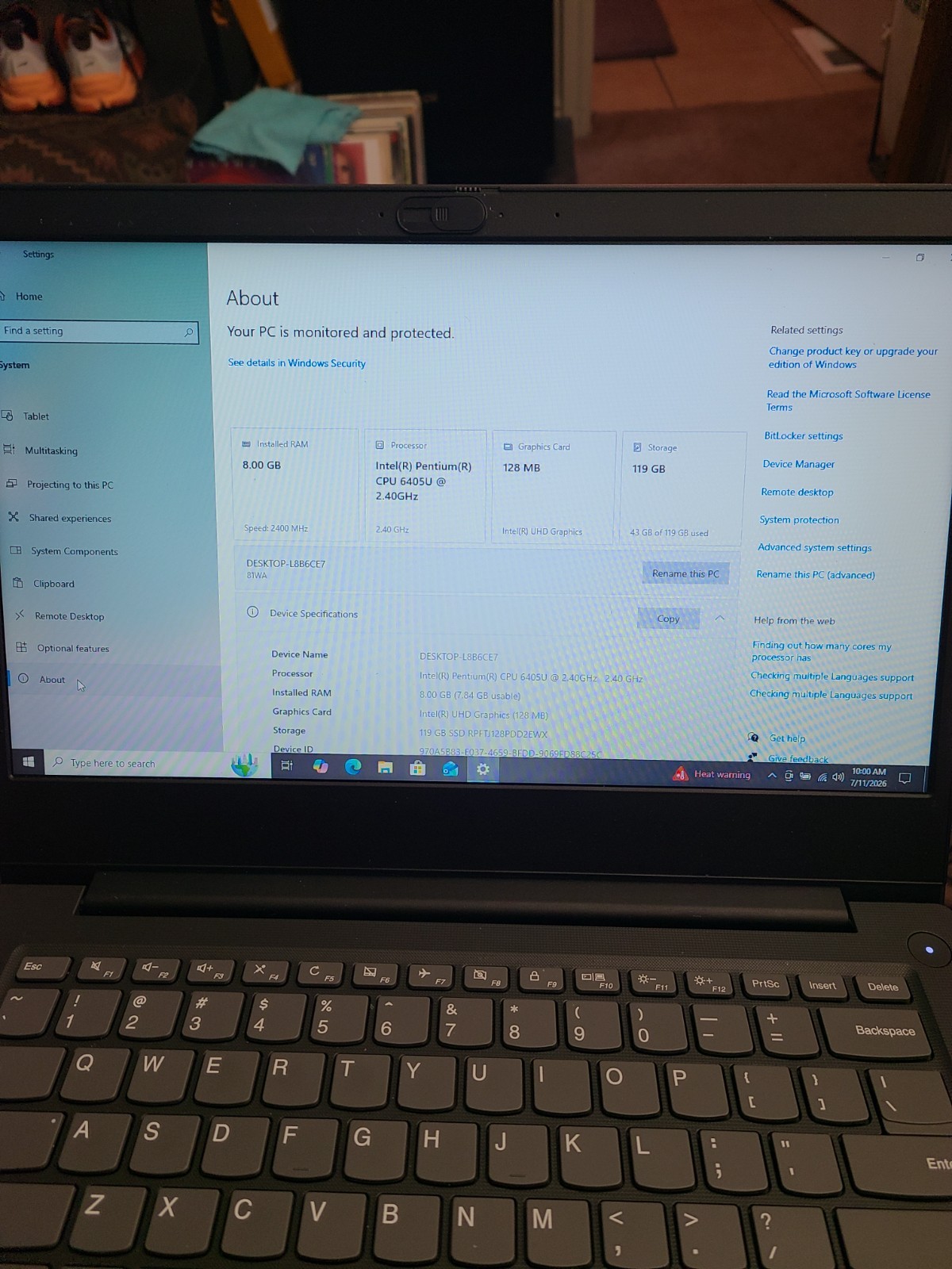LENOVO IDEAPAD 3 141MLO5 LAPTOP, 14 INCH, WIN 10 PRO/OFFICE, 8GB RAM, 128GB NVME
