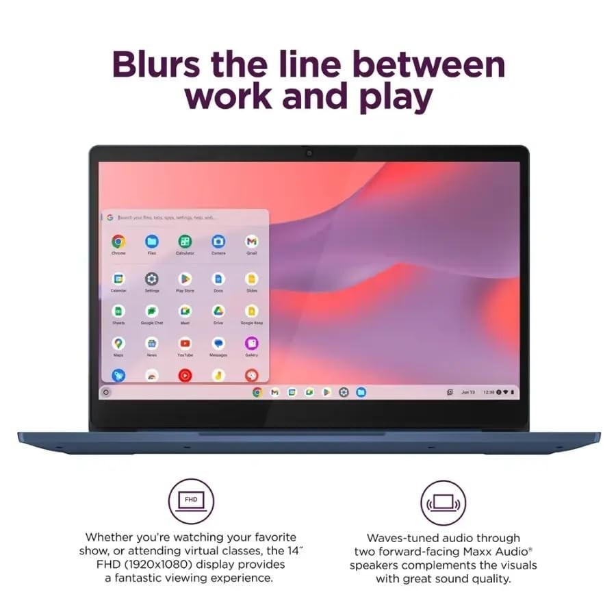 Lenovo 82XJ004AUS IdeaPad Slim 3 Chromebook 14″ FHD 4GB RAM 64GB eMMC Laptop