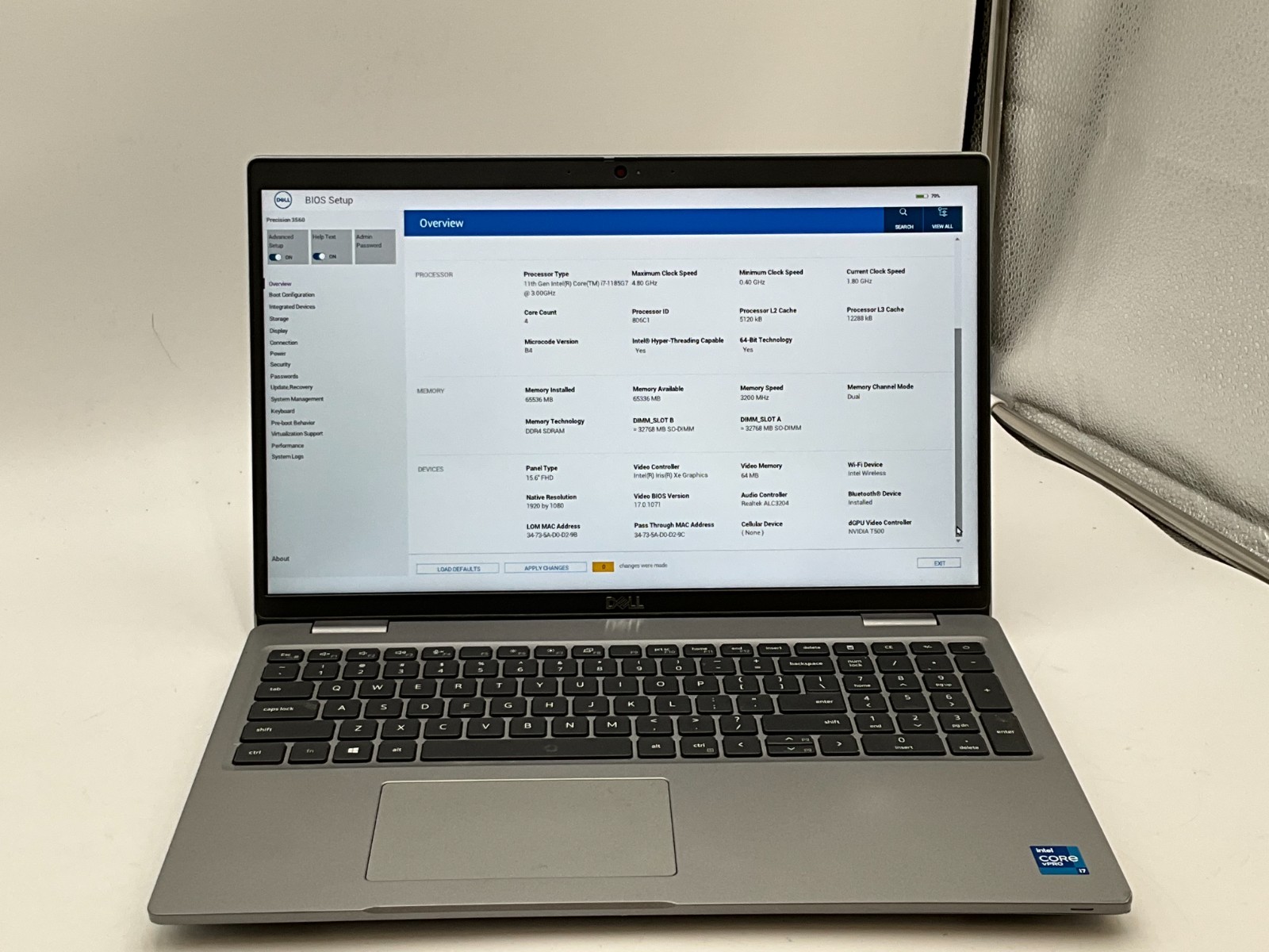 Dell Precision 3560 i7-1185G7 3.0ghz 64GB 512GB NVME 15.6″ Win11 laptop J7YDZ93