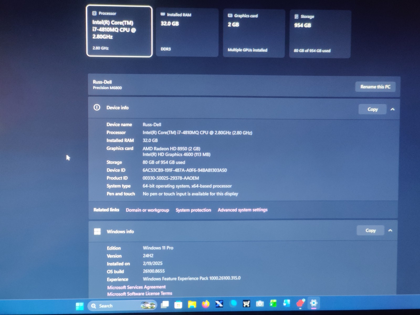 Dell Precision M6800 i7-4810MQ 2GB AMD Radeon Graphics 17″ 32 Gb RAM 1 TB SSD