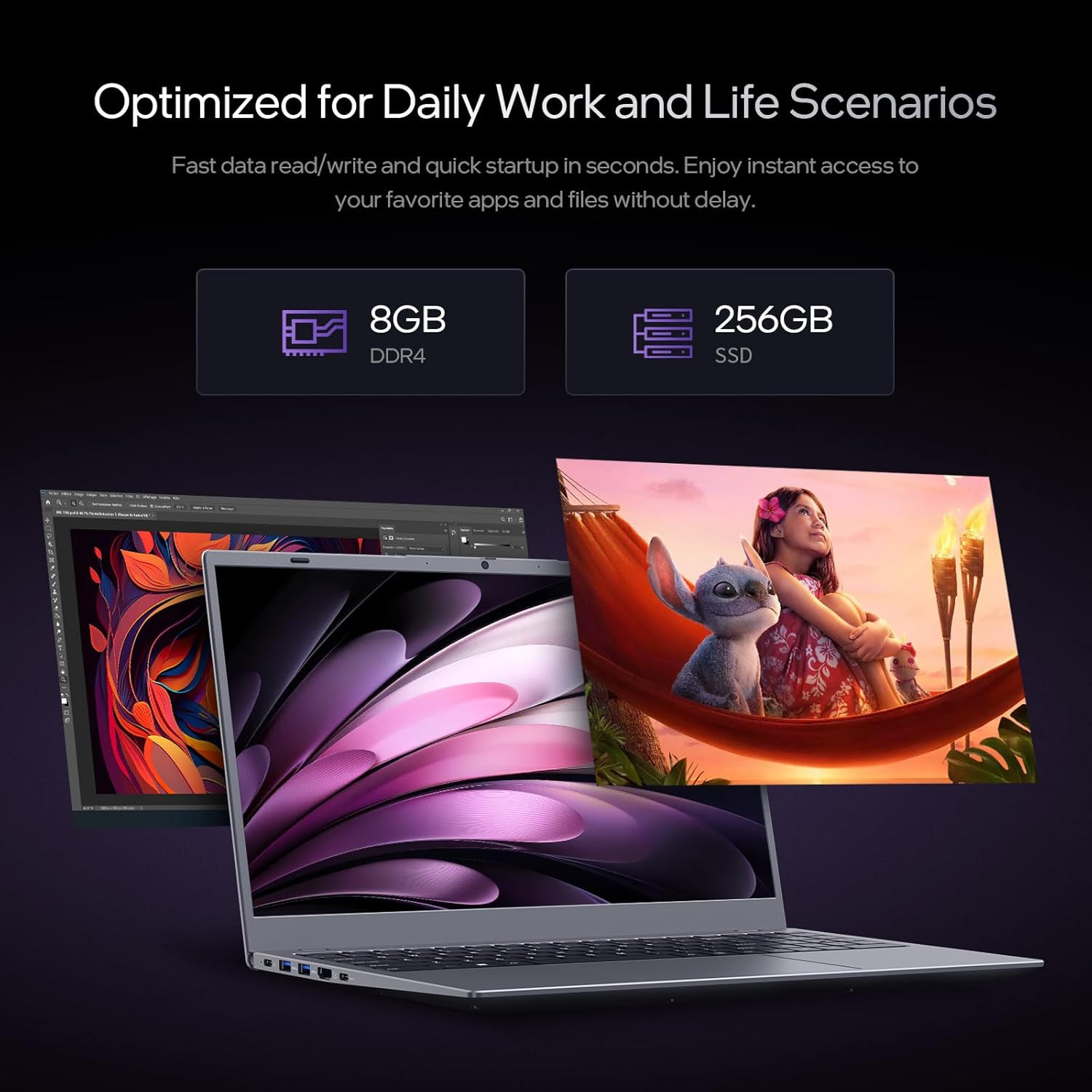 15.6 Ips-Fhd-Laptop, 8GB RAM 256GB SSD AMD 3020E (Up to 2.6Ghz), Full Function T