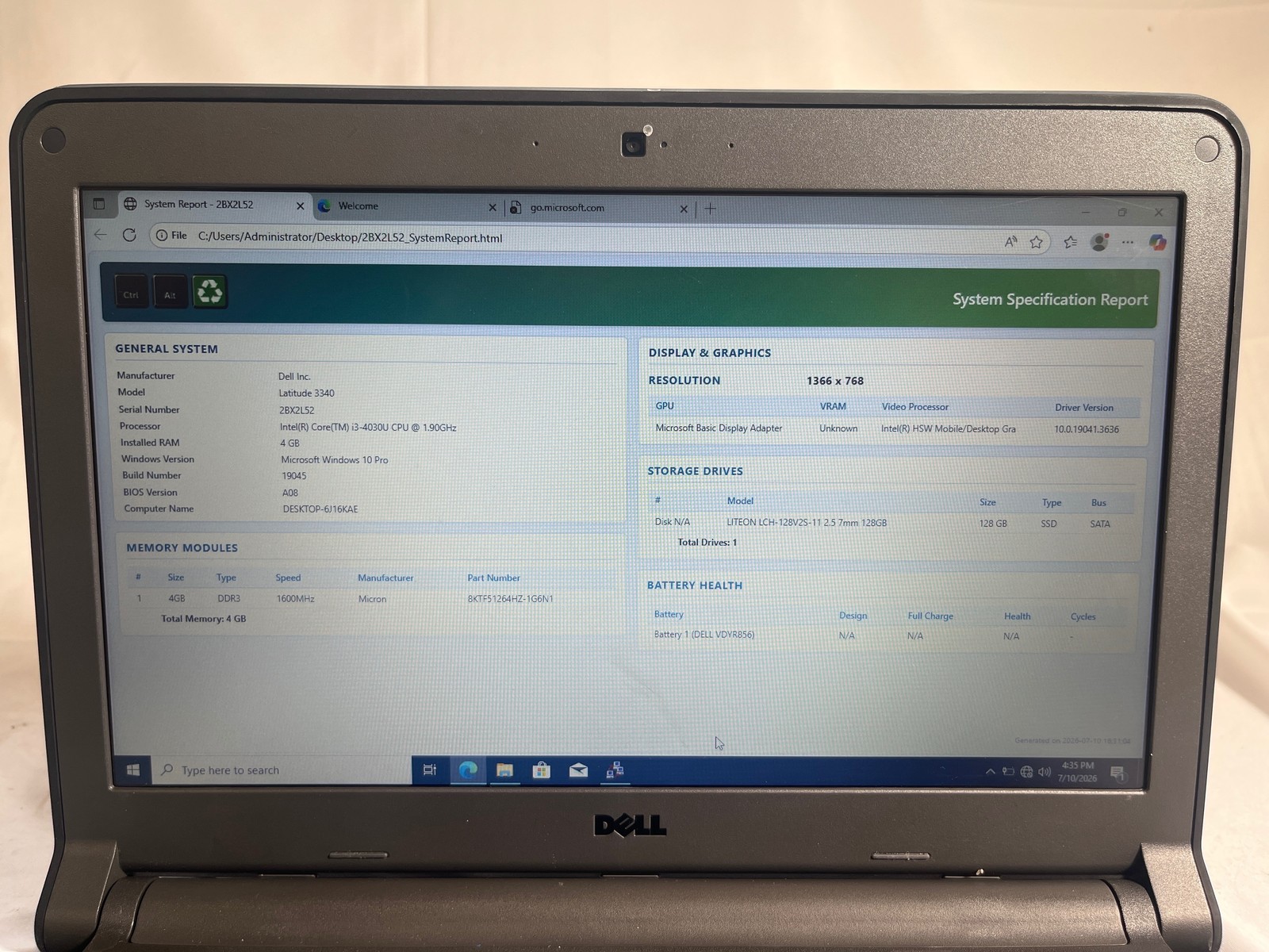 Dell Latitude 3340 i3-4030U 1.9GHz 4GB 128GB SSD 13.3″
