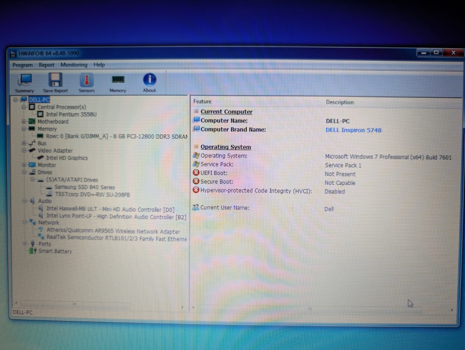 17″ Dell Inspiron 5748 | Pentium 3558U 8GB RAM 256GB SSD | HD+ Win 7 Pro DVD+RW