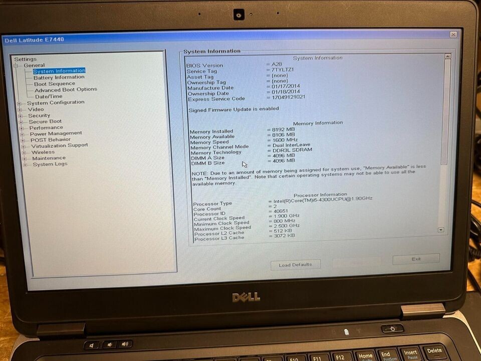 OEM Dell Latitude E7440 14″ Core i5 8GB Ram Laptop Windows HDMI WiFi BT
