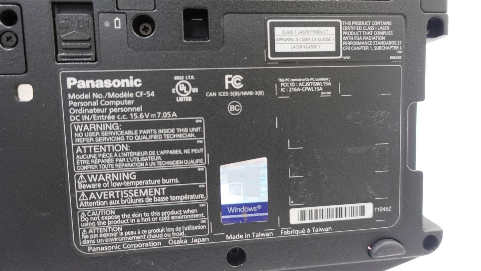 Panasonic Toughbook CF-54 Core i5-6300U 2.40GHz 8GB 256GB Non Touch