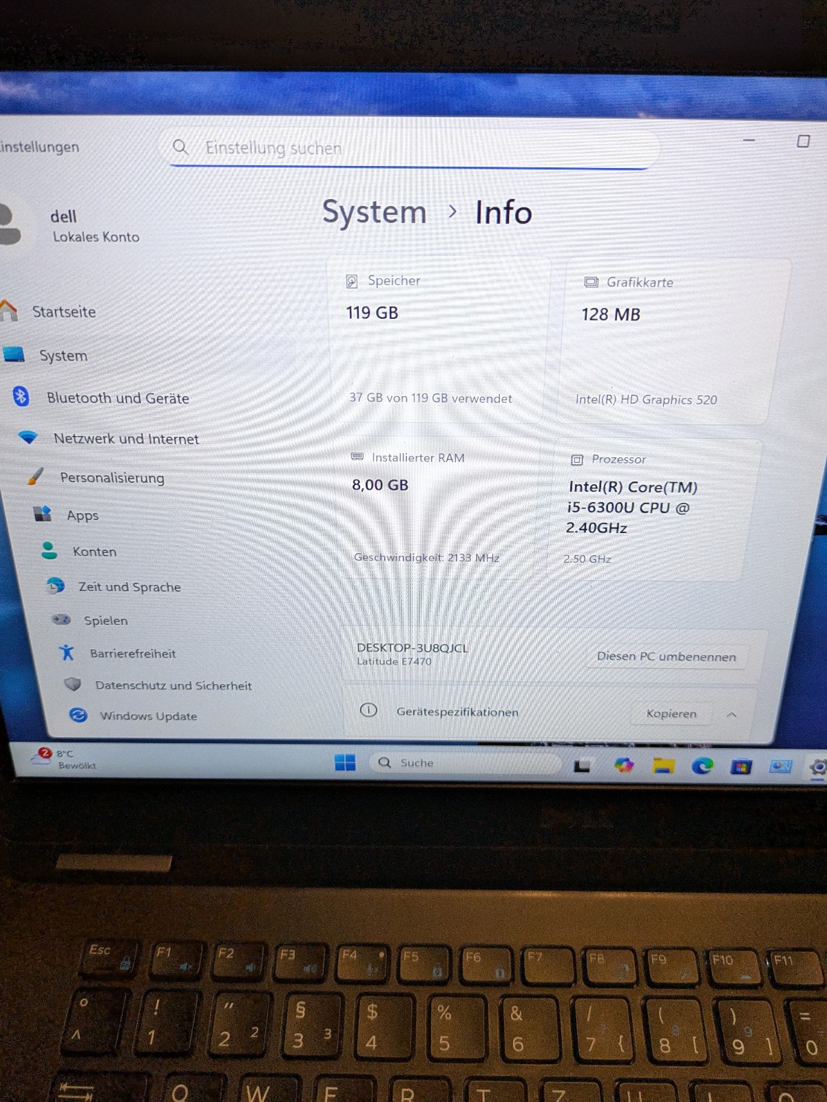 Dell Latitude E7470 / 14″ HD / RAM 8GB / SSD128GB / i5-6300U