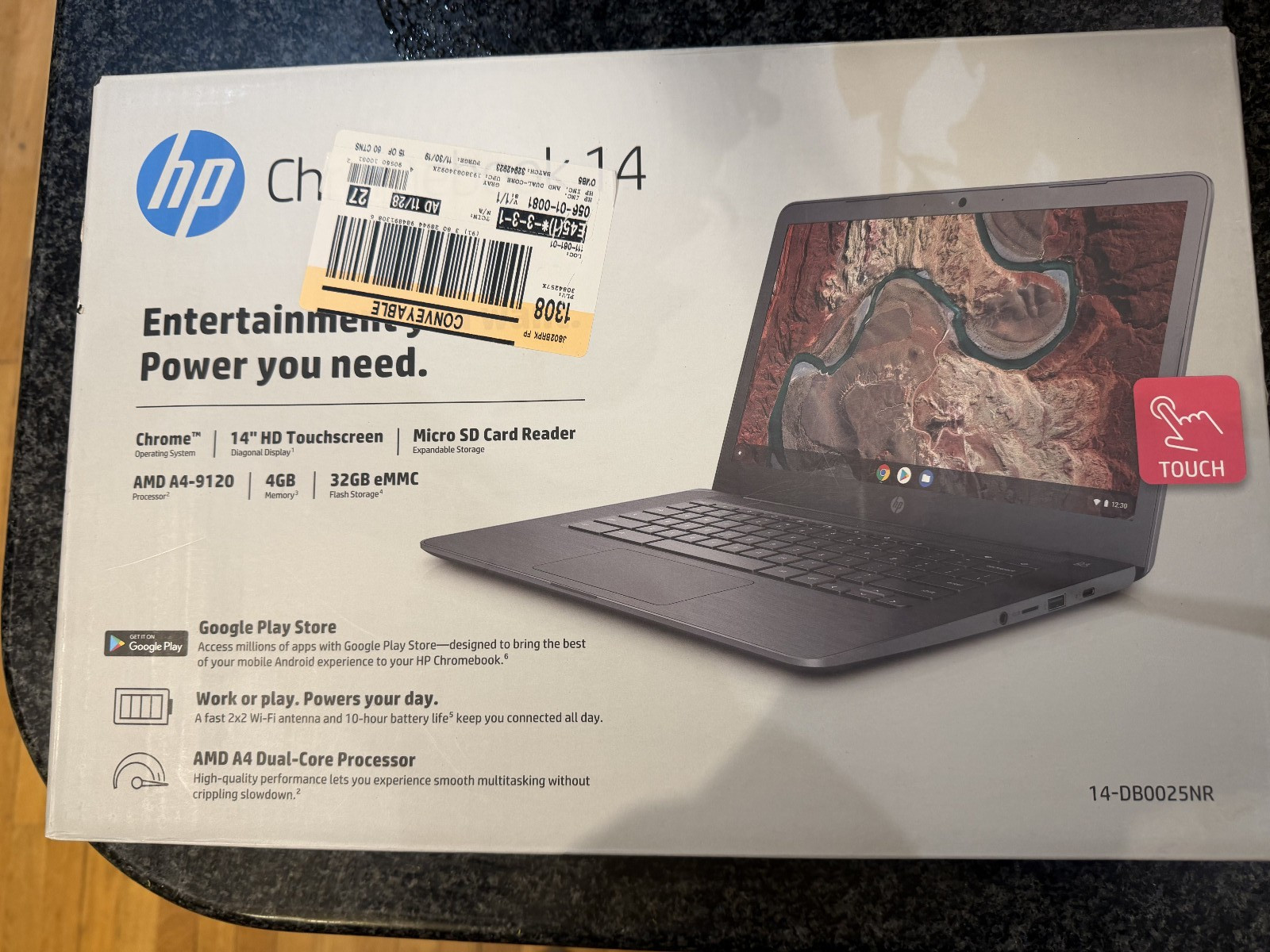 HP Chromebook 14″ AMD A4-9120E 4GB 32GB Touchscreen Gray 14-DB0025NR ChromeOS