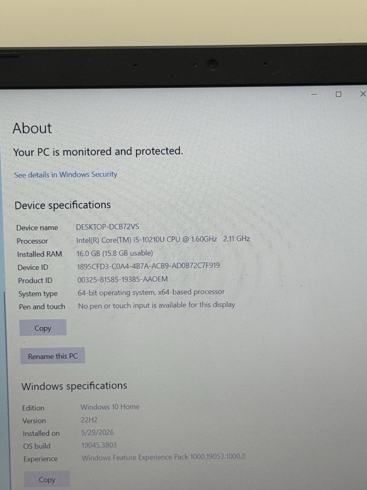 Acer Aspire 5 a515-54 Intel Core i5-10210U 1.6GHz 16GB RAM 64GB