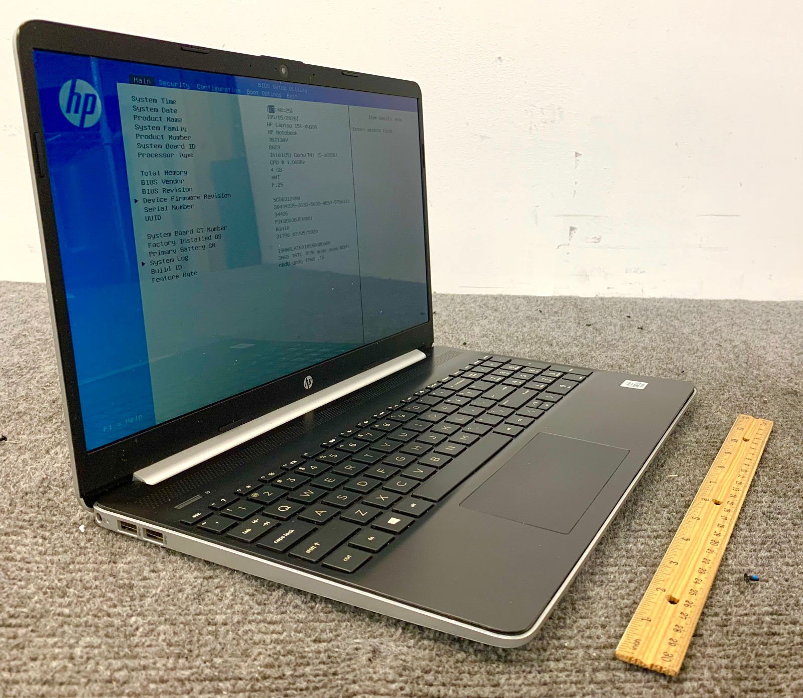 HP 15t-dy100 15.6″ Laptop i5-1035G1, No RAM/Storage, Boots to BIOS