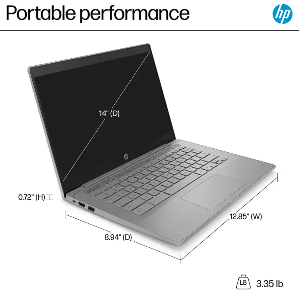 HP CHROMEBOOK 14″ HD LED INTEL CELERON N4500 4GB OB RAM 64GB EMMC Chrome OS